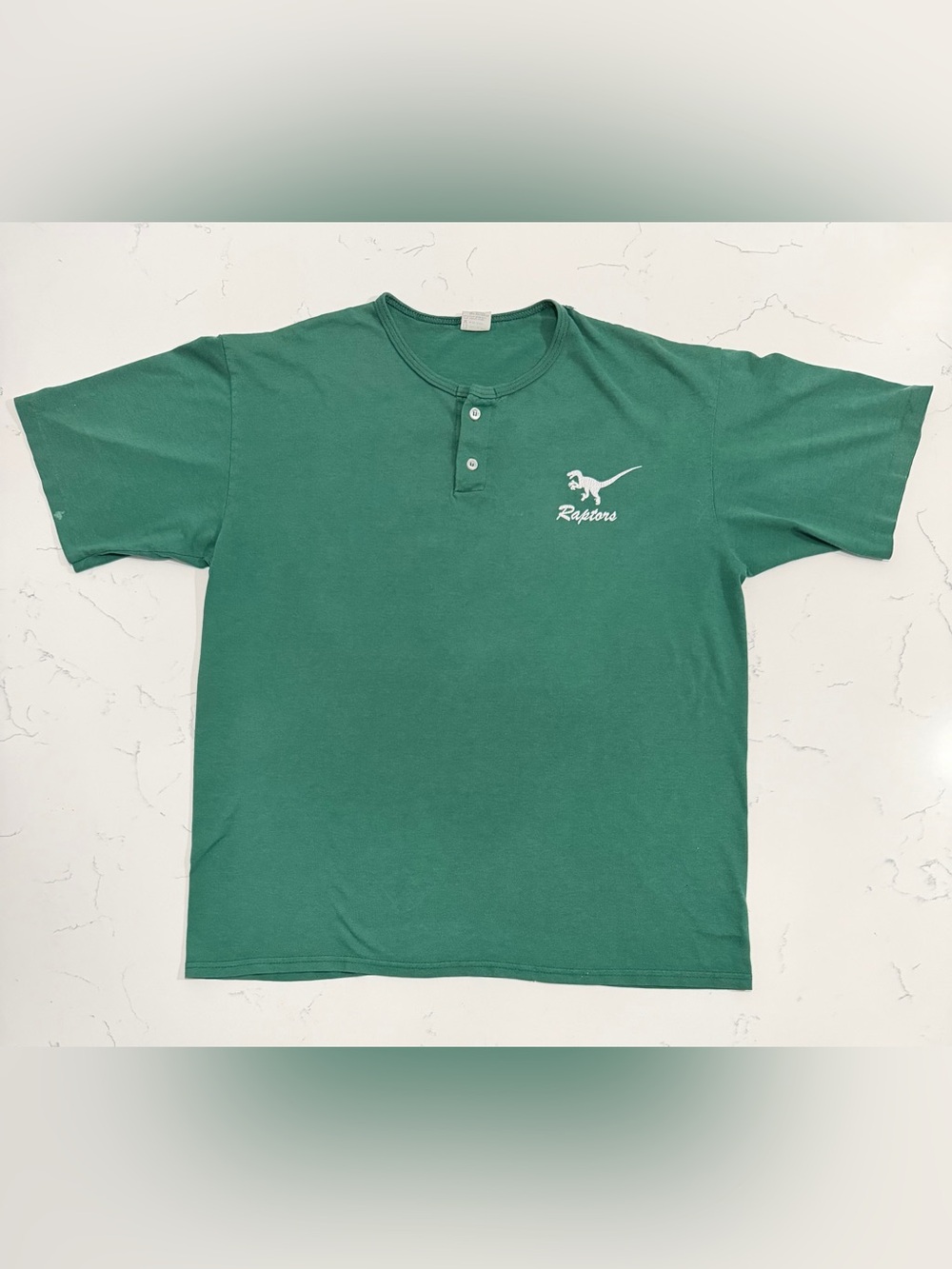 Vintage Augusta Sportswear Raptors Henley Baseball USA Adult XL Green #3